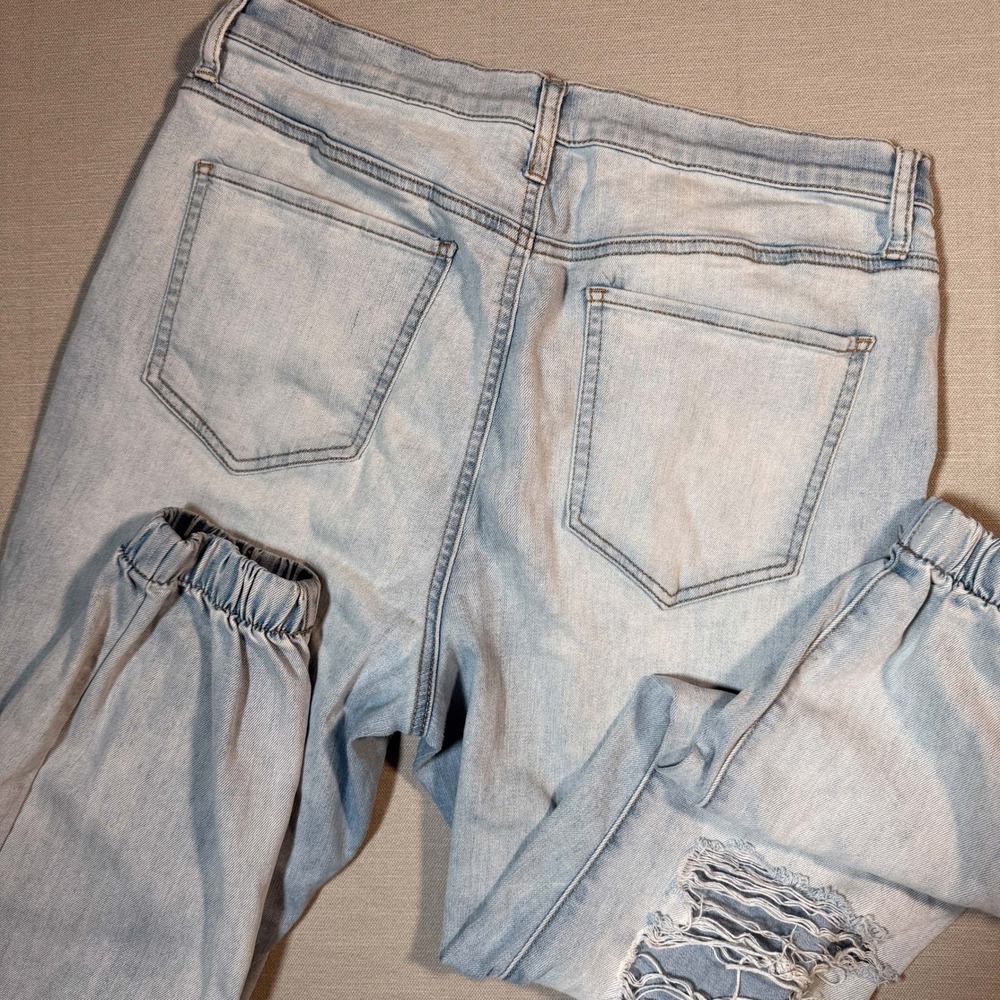 Distressed Denim Joggers Light Wash Size 13 Skater Streetwear Elastic